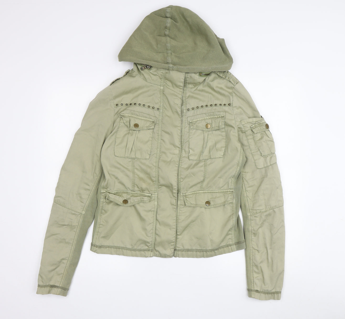 Topshop Women's Green Military Jacket Size 14