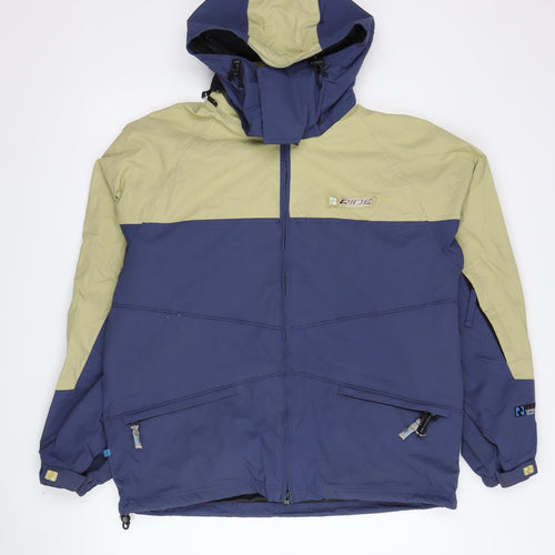 Ride Snowboards Men's Green Blue Hooded Puffer Jacket S