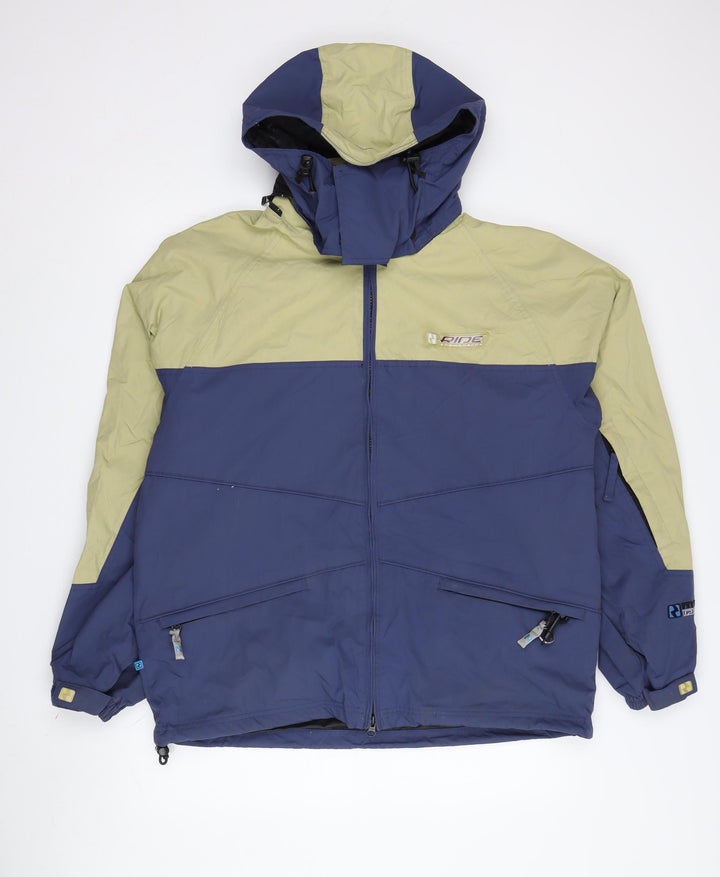 Ride Snowboards Men's Green Blue Hooded Puffer Jacket S