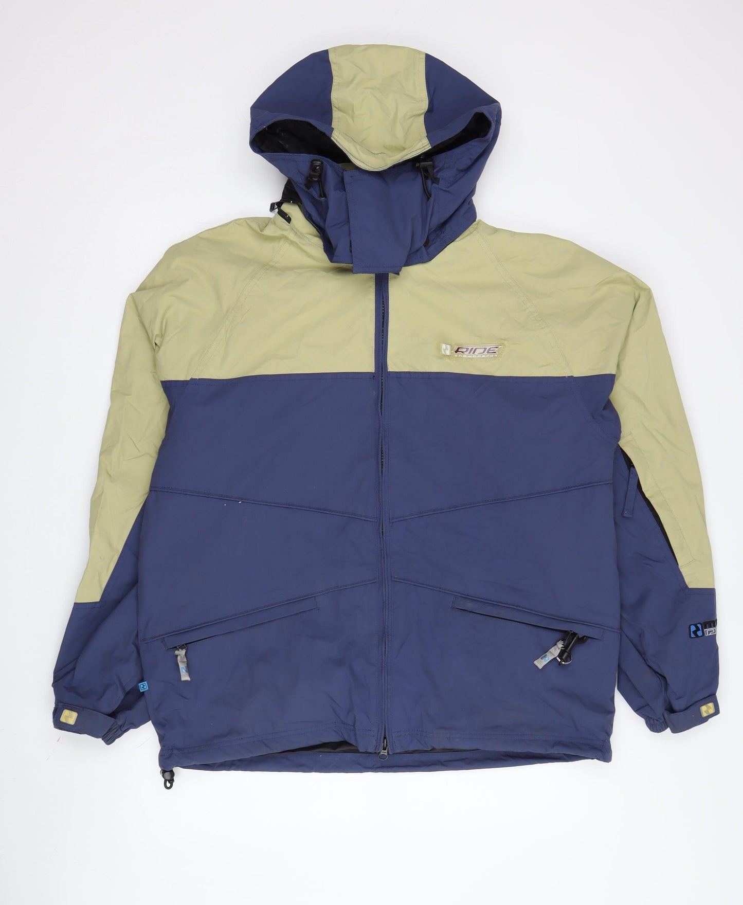 Ride Snowboards Men's Green Blue Hooded Puffer Jacket S