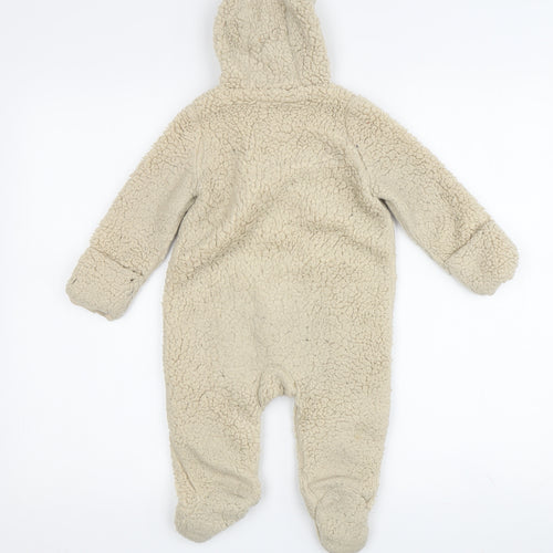 Baby GAP Unisex Beige Fleece Coverall 6-9 Months Hooded