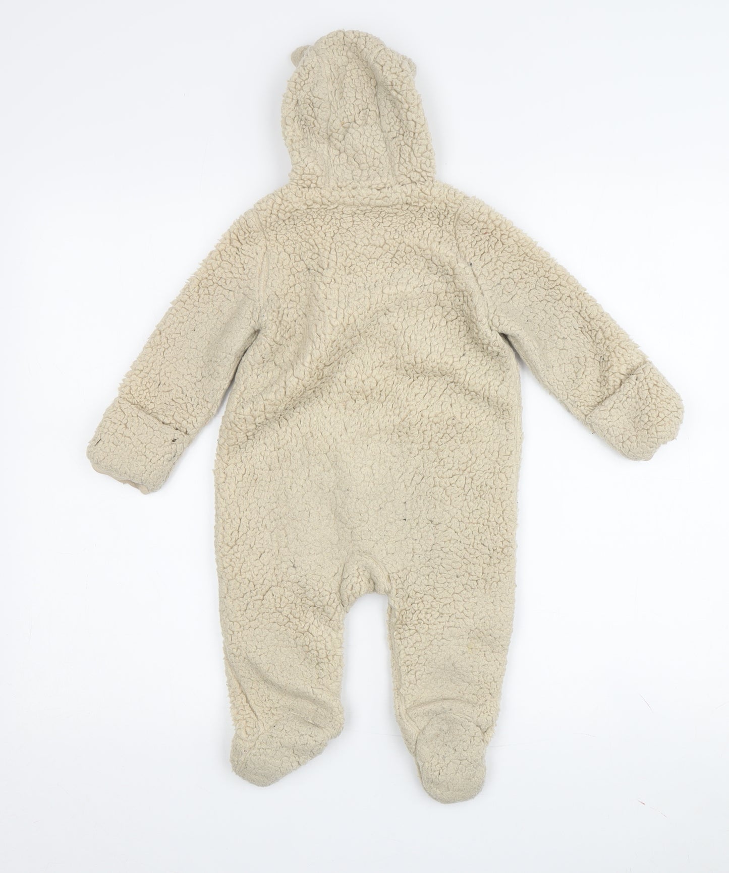Baby GAP Unisex Beige Fleece Coverall 6-9 Months Hooded