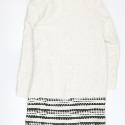 H&M Ivory Mid-Length Women's Coat, Size 8, Casual Elegance