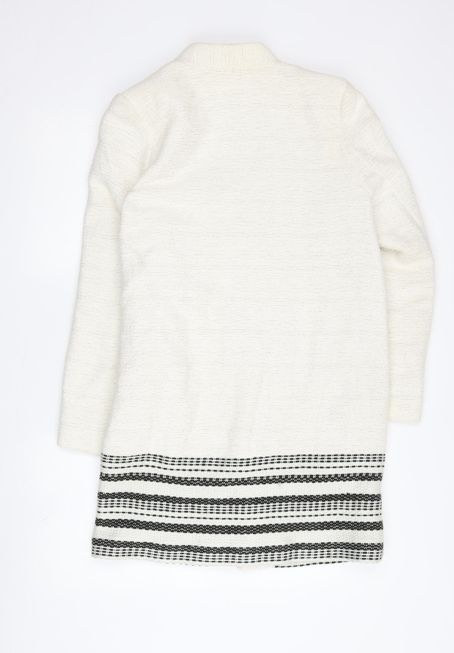 H&M Ivory Mid-Length Women's Coat, Size 8, Casual Elegance