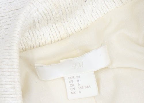 H&M Ivory Mid-Length Women's Coat, Size 8, Casual Elegance
