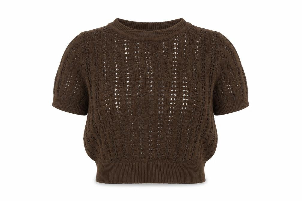 Front view of Motel Rocks Brown Women's jumper, S, Casual