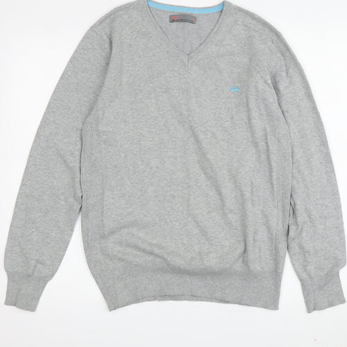 Blue Inc Men's Grey V-Neck Pullover Jumper - M