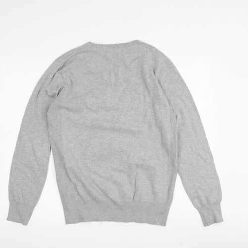 Blue Inc Men's Grey V-Neck Pullover Jumper - M
