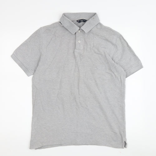 Marks & Spencer Men's Grey Polo, Medium, Short Sleeve