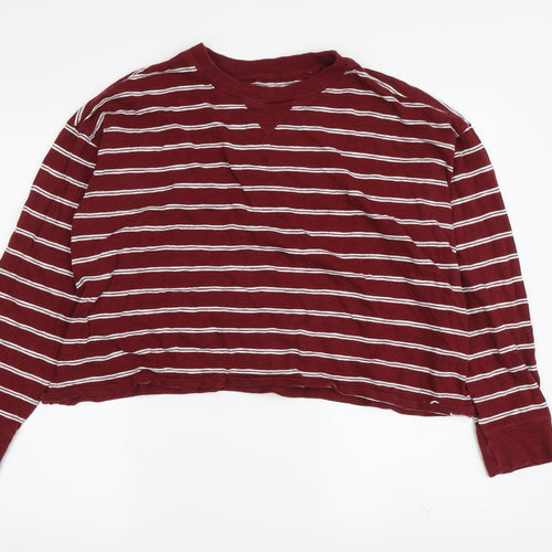 Hollister Women's Red Striped M Basic T-Shirt
