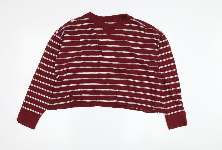 Hollister Women's Red Striped M Basic T-Shirt