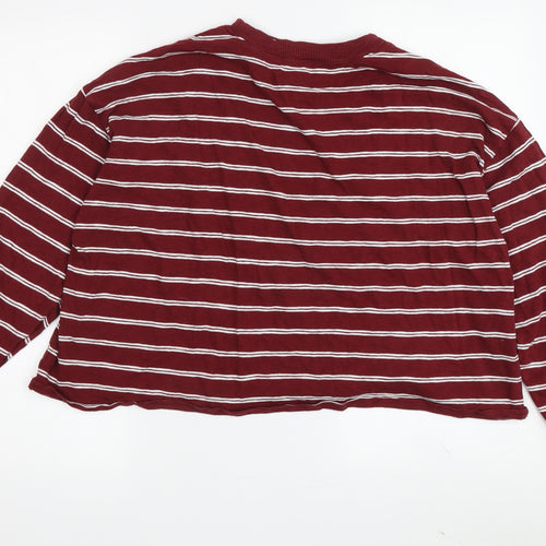 Hollister Women's Red Striped M Basic T-Shirt