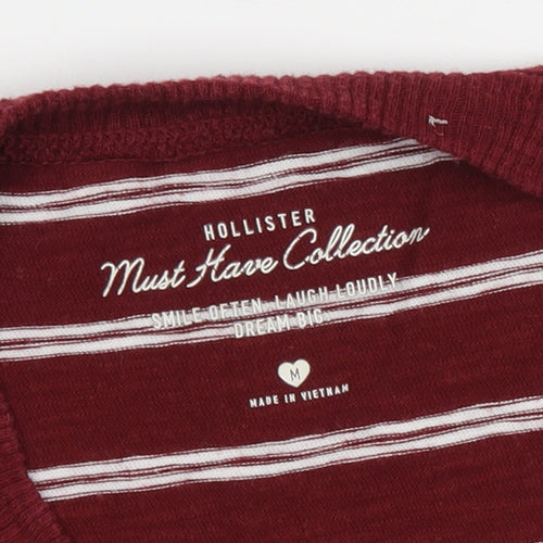 Hollister Women's Red Striped M Basic T-Shirt