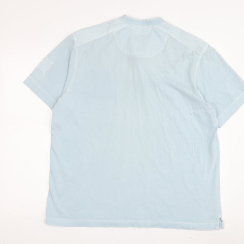 Marks and Spencer Men's Blue Henley T-Shirt Large