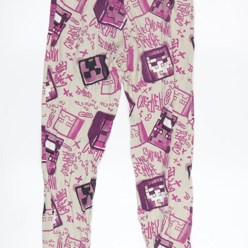 Minecraft Girls Beige Pyjama Pants, Graphic Print, Size 10-11 Years