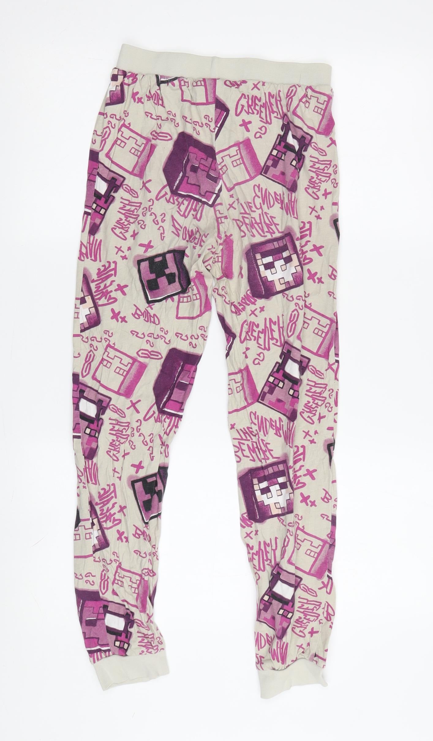 Minecraft Girls Beige Pyjama Pants, Graphic Print, Size 10-11 Years