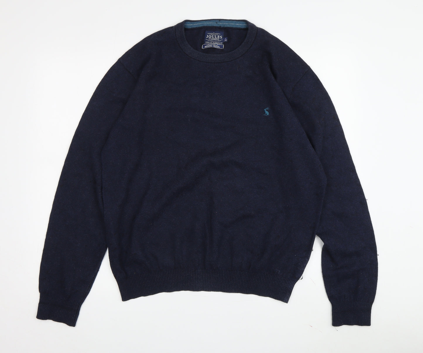 Joules Men's Blue Pullover Jumper L - Wool Crew Neck