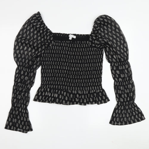 Irons of Peace Women's Black Puff Sleeve Blouse M