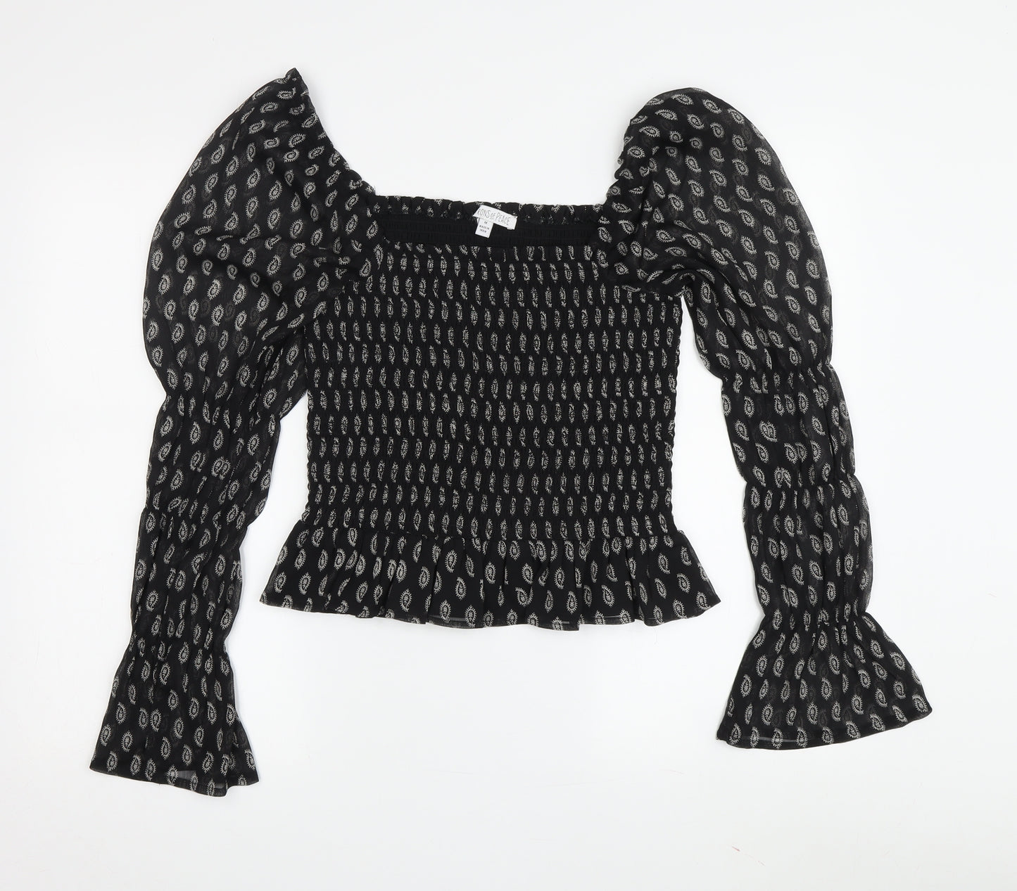 Irons of Peace Women's Black Puff Sleeve Blouse M