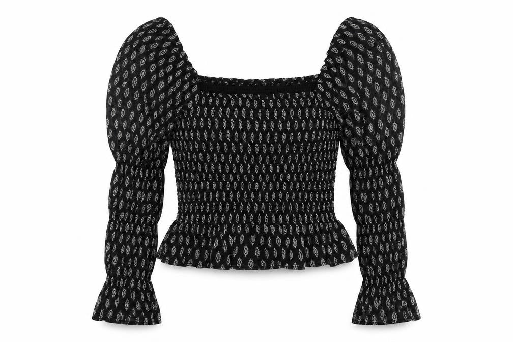 Irons of Peace Women's Black Puff Sleeve Blouse M