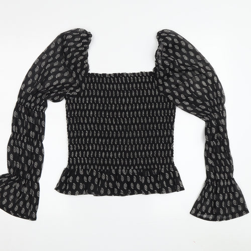 Irons of Peace Women's Black Puff Sleeve Blouse M