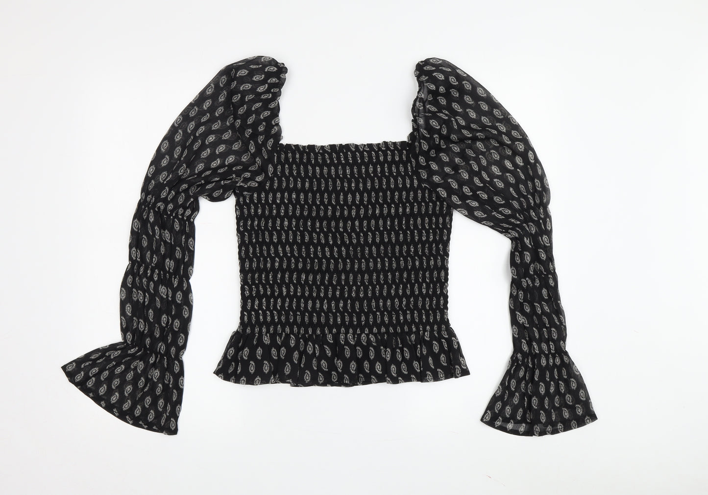 Irons of Peace Women's Black Puff Sleeve Blouse M