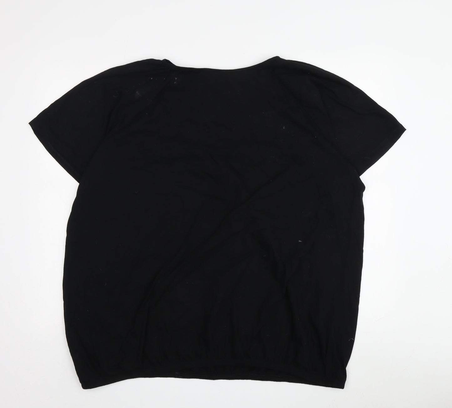 Next Women's Black Crochet Accent T-Shirt, Size 22