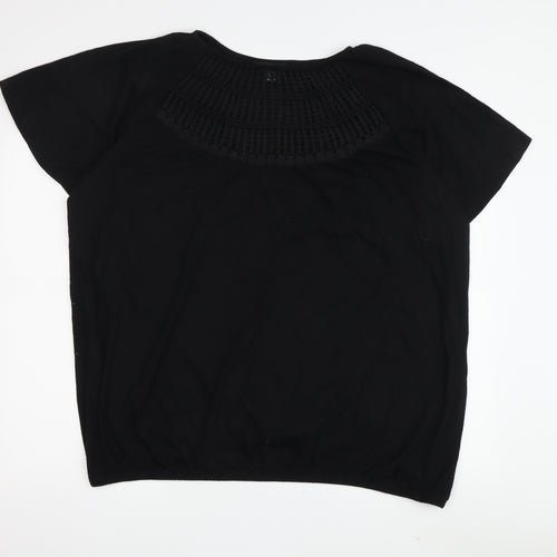 Next Women's Black Crochet Accent T-Shirt, Size 22