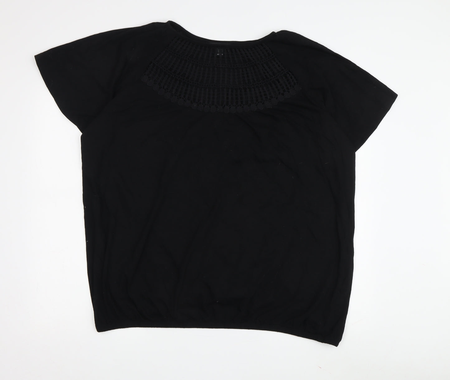 Next Women's Black Crochet Accent T-Shirt, Size 22