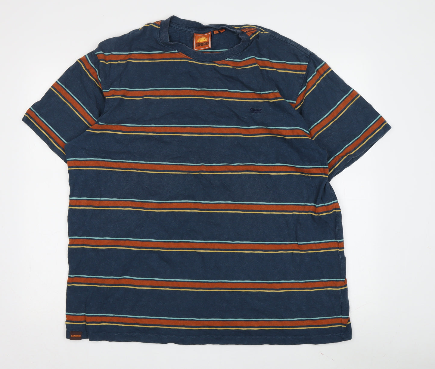 Superdry Men's XL Blue Striped Retro T-Shirt