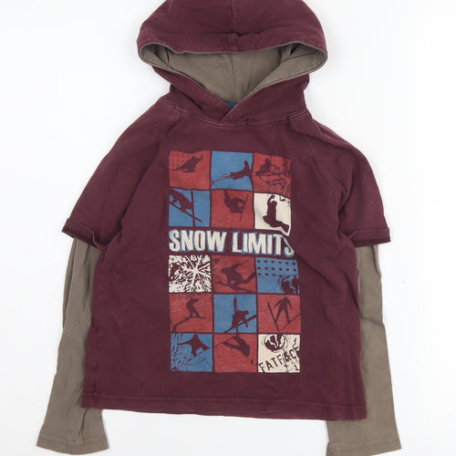 Fat Face Boys Red Hoodie, Size 6-7 Yrs, Graphic Pullover