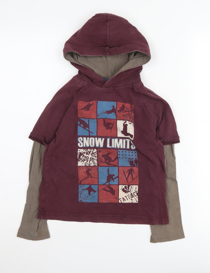 Fat Face Boys Red Hoodie, Size 6-7 Yrs, Graphic Pullover