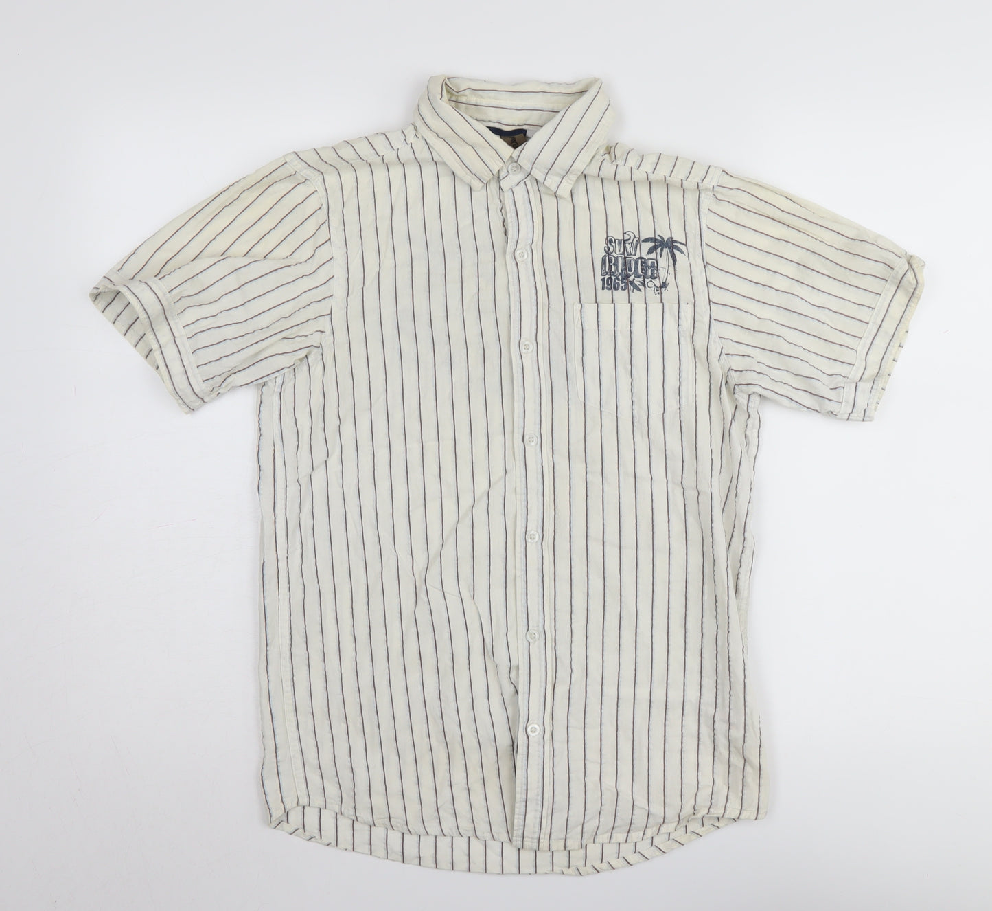 Urban Outlaws Boys White Stripe Button-Up Shirt 14-15 Years