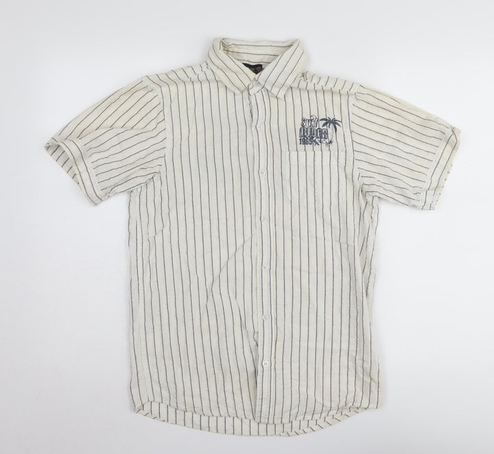 Urban Outlaws Boys White Stripe Button-Up Shirt 14-15 Years