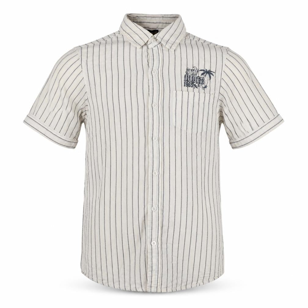 Urban Outlaws Boys White Stripe Button-Up Shirt 14-15 Years