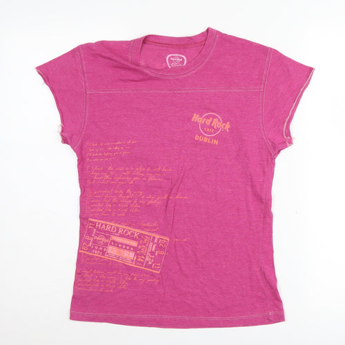 Hard Rock Cafe Women's Pink Graphic T-Shirt L