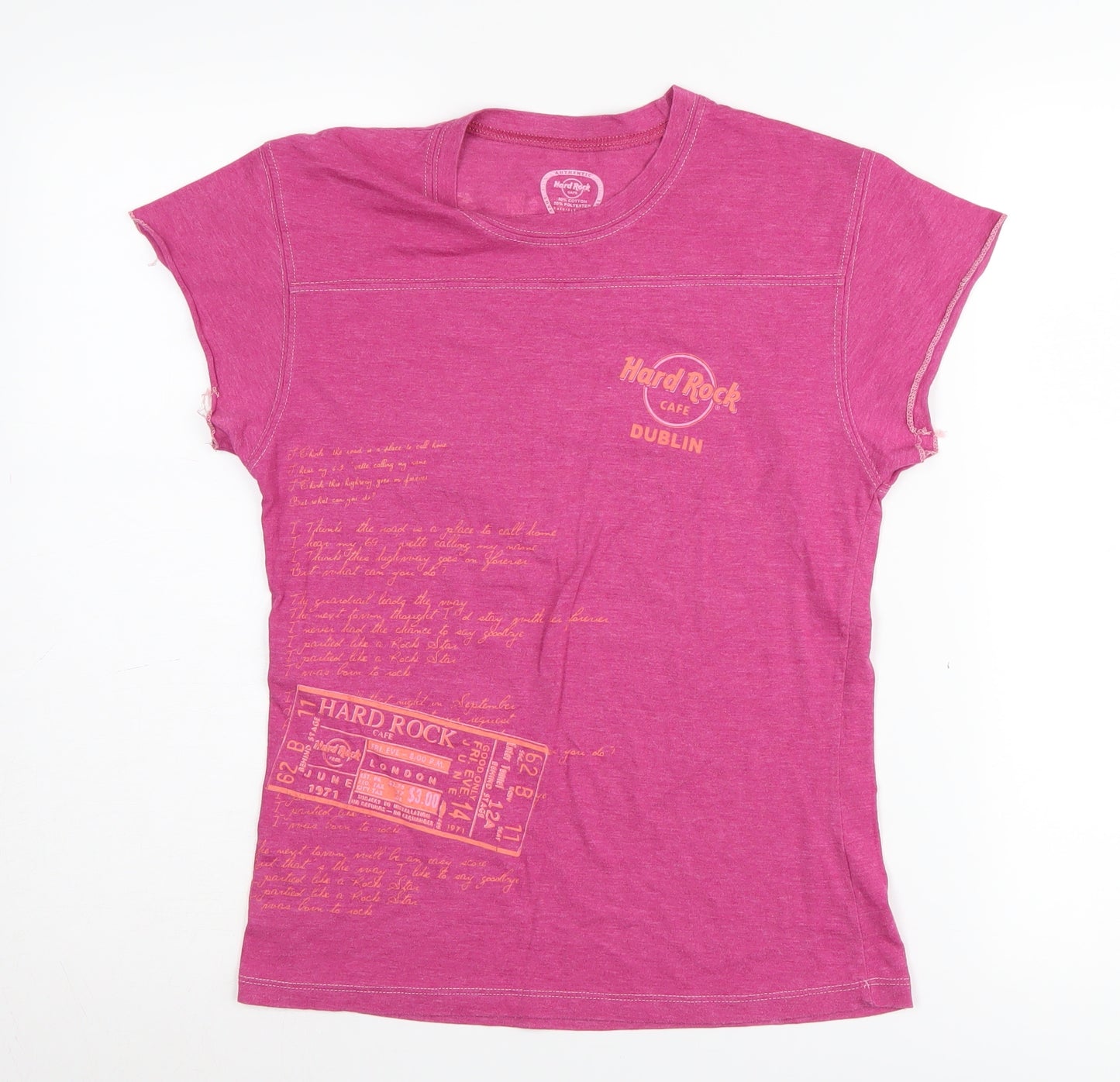 Hard Rock Cafe Women's Pink Graphic T-Shirt L