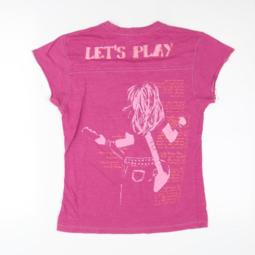 Hard Rock Cafe Women's Pink Graphic T-Shirt L