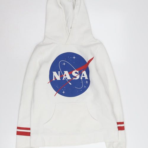 H&M Boys White NASA Hoodie, 14 Years, Space Theme