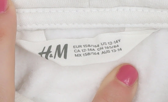 H&M Boys White NASA Hoodie, 14 Years, Space Theme