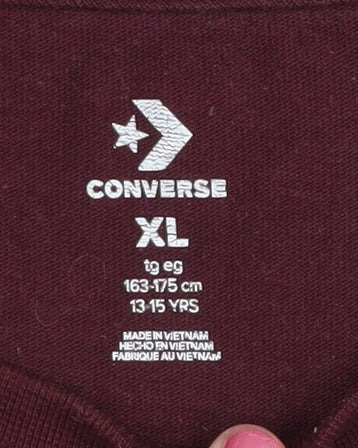 Converse Boys Red XL Basic T-Shirt Crew Neck Casual