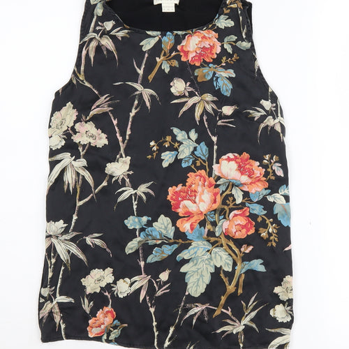 Monsoon Women's Black Floral Silk Tank Top Size 8