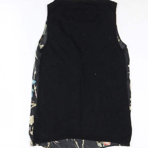 Monsoon Women's Black Floral Silk Tank Top Size 8