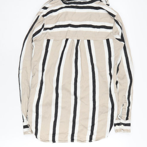 Next Women's Beige Striped Button-Up Shirt, Size 6