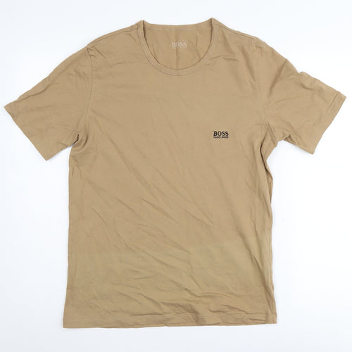 Boss Men's Beige Classic Logo T-Shirt - Size L