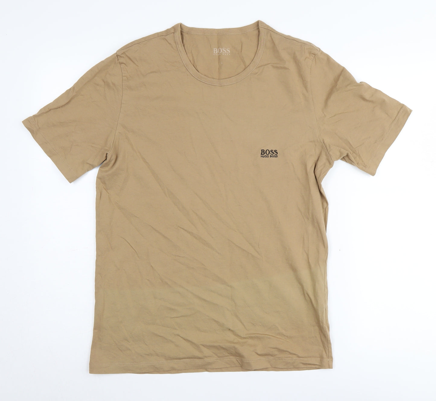 Boss Men's Beige Classic Logo T-Shirt - Size L