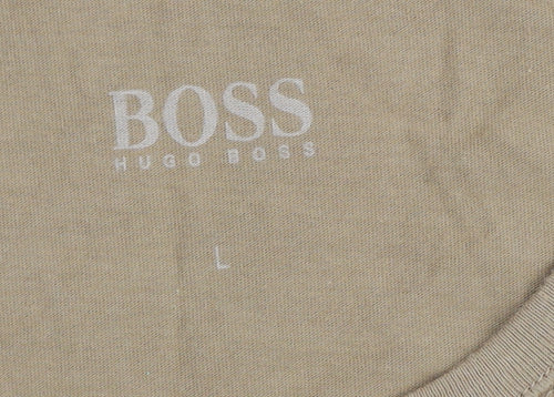 Boss Men's Beige Classic Logo T-Shirt - Size L