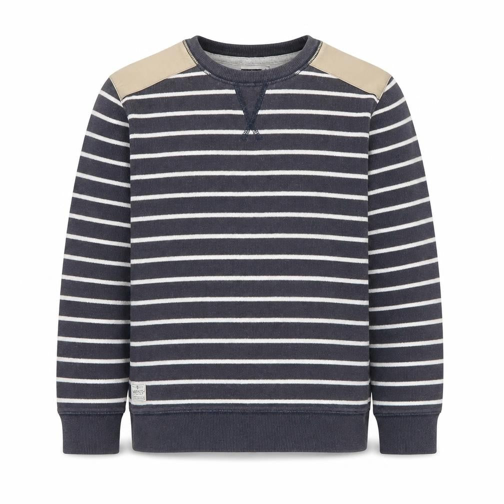 Front view of Next boys’ black striped pullover sweatshirt, 9 years