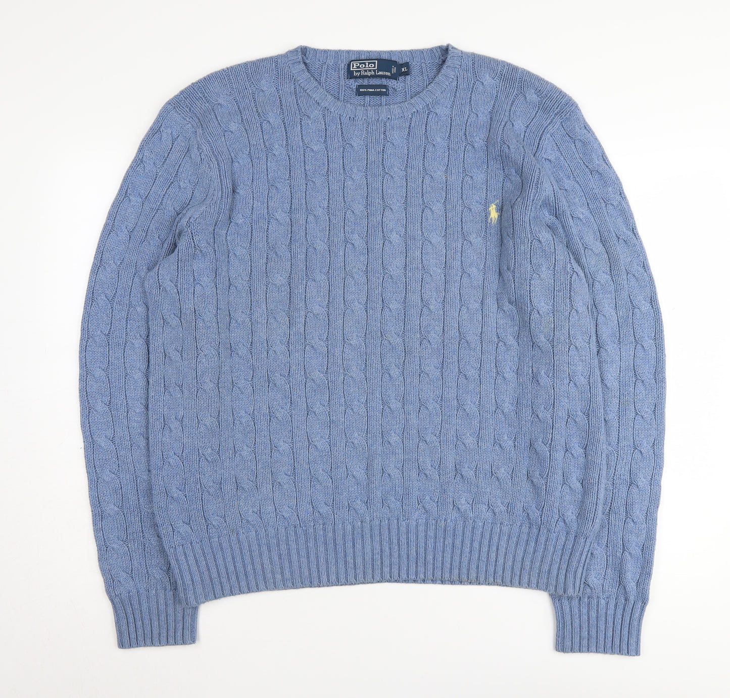 Polo Ralph Lauren Blue XL Men's Cable-Knit Pullover Jumper