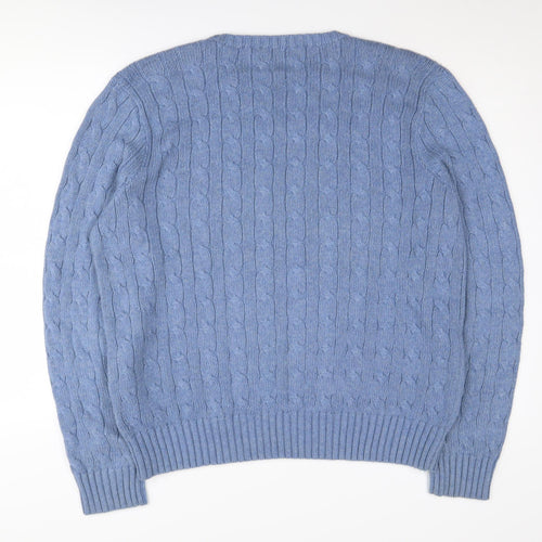 Polo Ralph Lauren Blue XL Men's Cable-Knit Pullover Jumper
